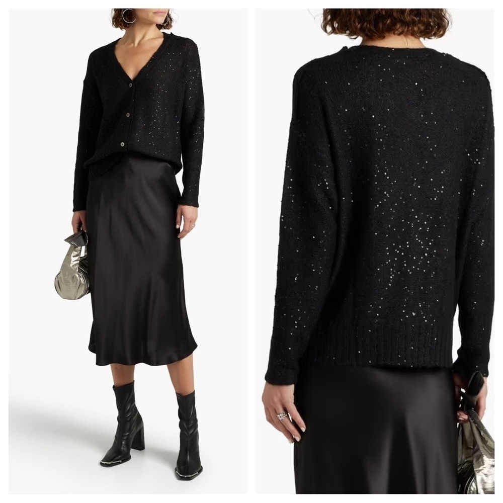 ATM sequin fuzzy cardigan black 13462